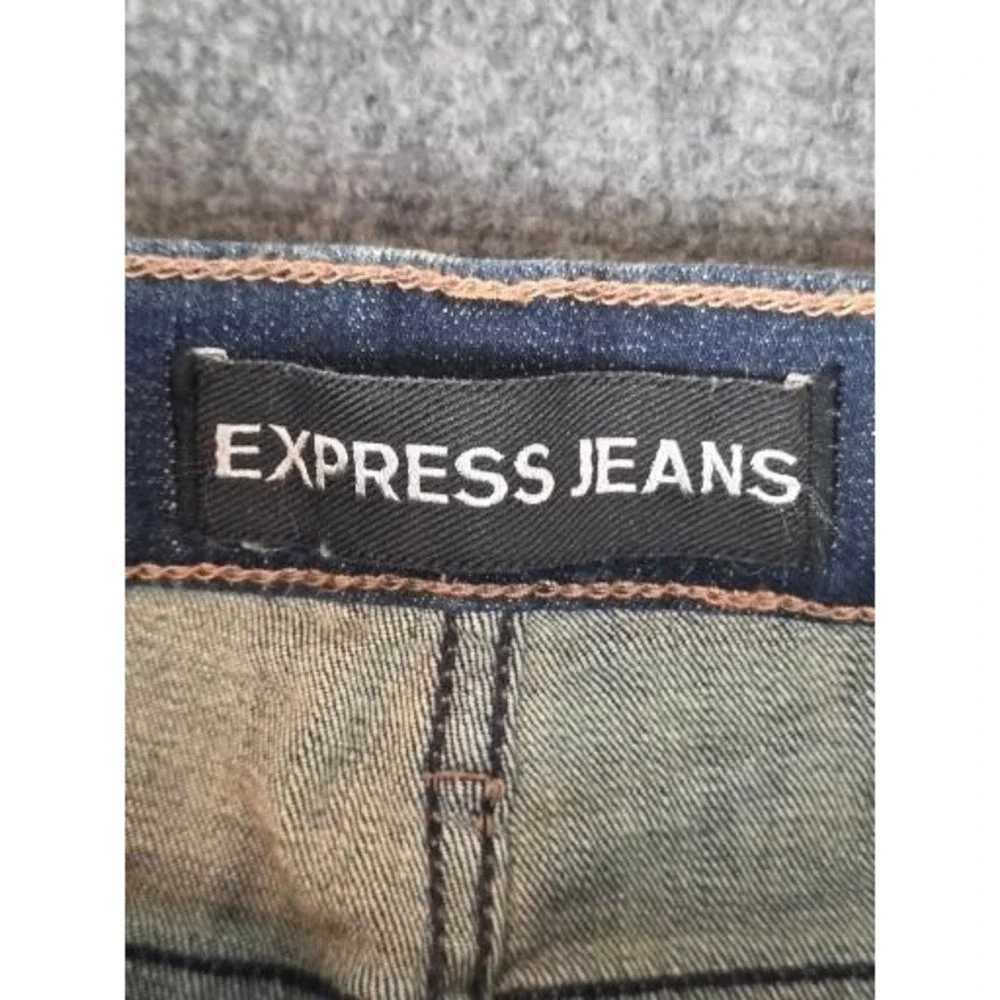 Express Mia‎ Mid Rise Legging Jeans Womens 10 Dark Wash Distressed Skinny Denim